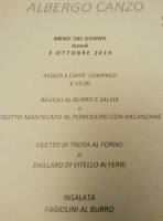 Albergo Canzo menu