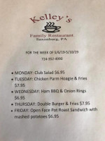 Kelleys Family menu