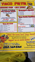 Taco Pete menu