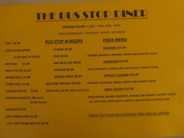 The Bus Stop Diner menu