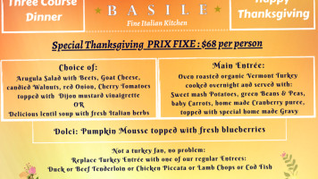 Basile Fine Italian Kitchen menu