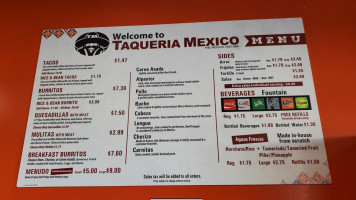 Taqueria Mexico menu