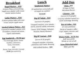 Saratoga's Broadway Deli menu