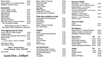 Deli At The Curtis Center menu