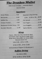 The Drunken Mullet menu