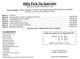 Bbq On Wheels menu