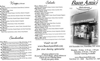 Buon Amici Deli menu