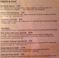 Tiki Tom's menu