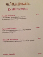 Trattoria menu