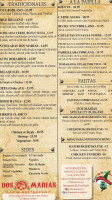 Dos Marias menu