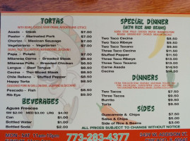 El Taco Feliz Taqueria menu