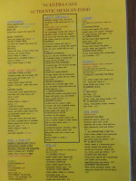 Nuestra Casa Mexican menu