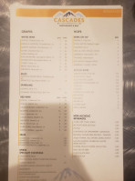 Cascades Grille menu