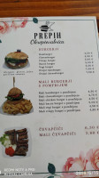 Okrepčevalnica Prepih menu