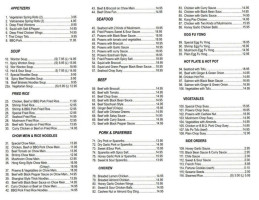 Golden Star menu