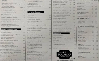 Bodega La Mazaroca menu