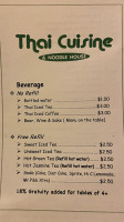 Thai Cuisine Noodle House menu