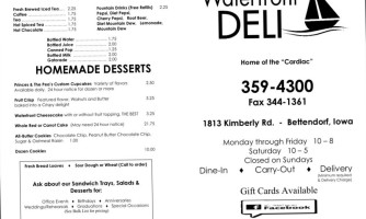 Waterfront Deli menu