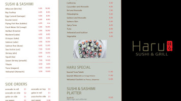 Haru Sushi menu