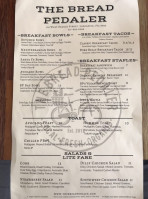 The Bread Pedaler menu