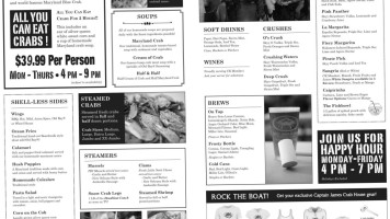 Captain James Crab House menu