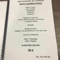 El Castillo menu