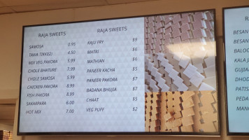 Raja Sweets Indian Cuisine menu