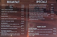 Cynthias cafe menu