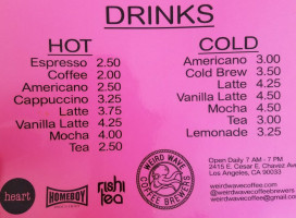 Weird Wave Coffee Brewers menu