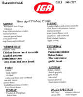 Salyersville Iga Deli menu