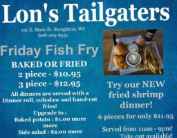 Tailgaters Of Stoughton menu