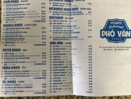 Pho Van menu