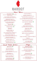 Bardot Bistro Café menu