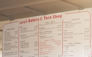 Lucy's Bakery Taco Shop menu