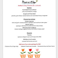 Prairie's Edge menu