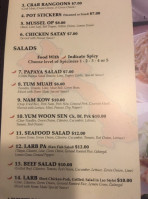 Boun Bistro menu