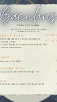 Bacchus inc menu