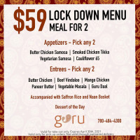 Guru Restaurant Bar menu