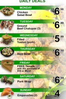 Latin Bowl menu