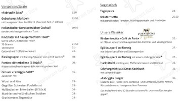 Fabriggli Bistro menu