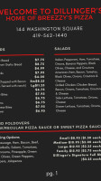 Breezzys's Pizza menu