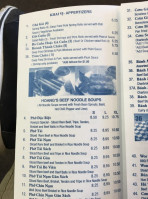 Pho Hoang menu