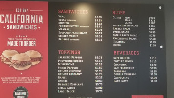 California Sandwiches menu