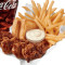 4 Piece Honey Bbq Sauced Tossed Chicken Strip Basket W/Drink